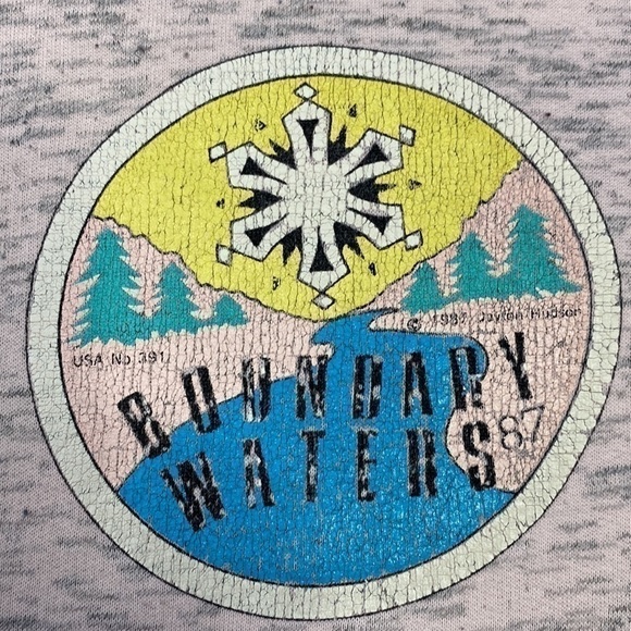 Vintage Boundary Waters Pink Heathered Pullover Sweatshirt 1987 Size Medium - Picture 4 of 6